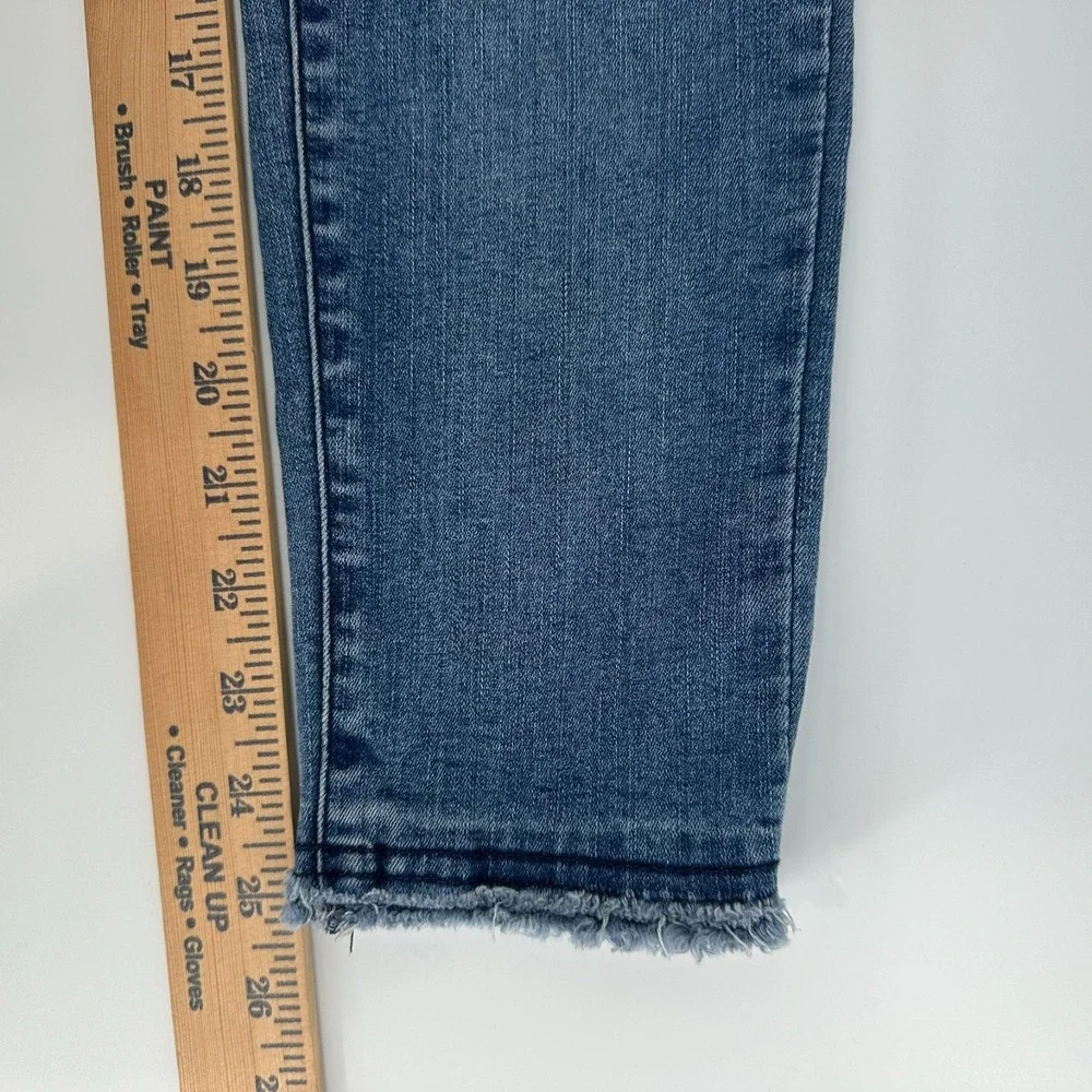 Democracy Jeans Womens 4 Blue Distressed Denim Ab Technology Skinny Raw Hem